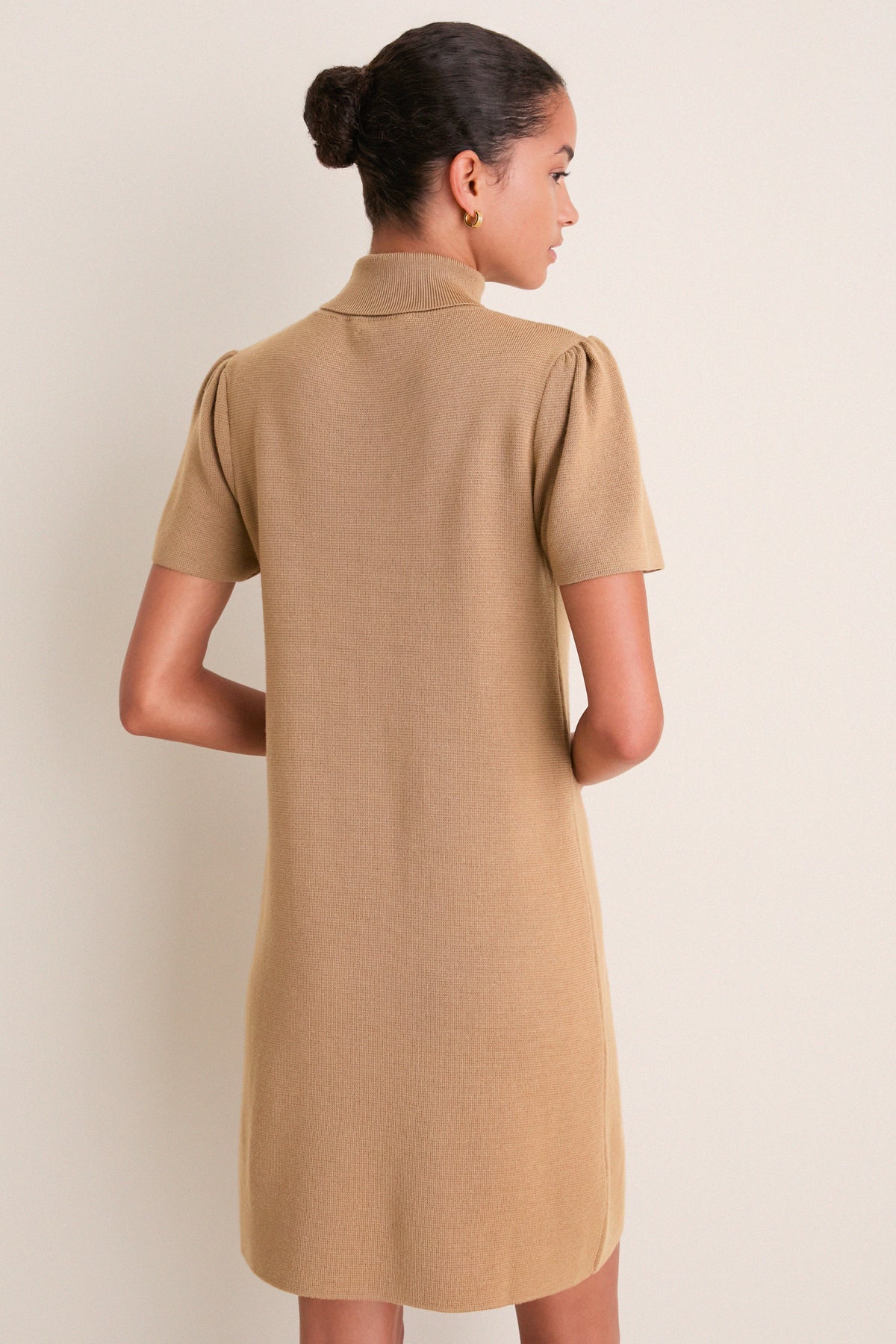 Camel Merino Hewitt Turtleneck Dress