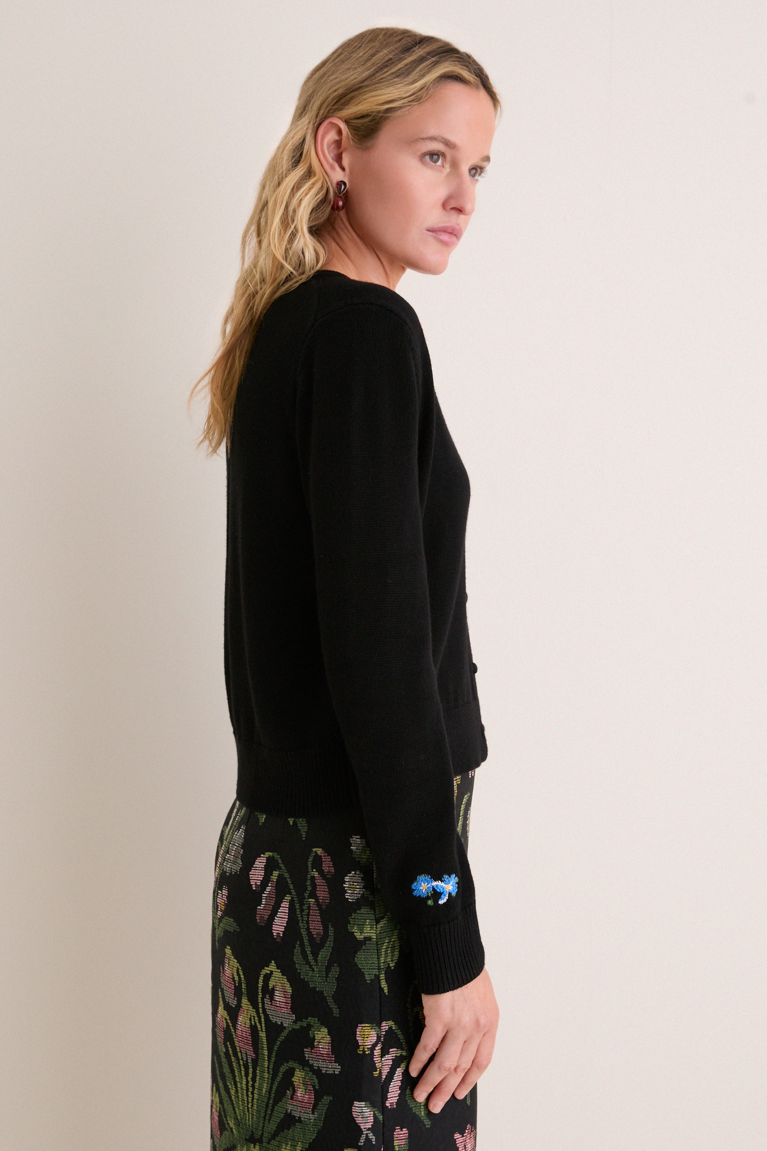 Floral Embroidered Potter Cardigan