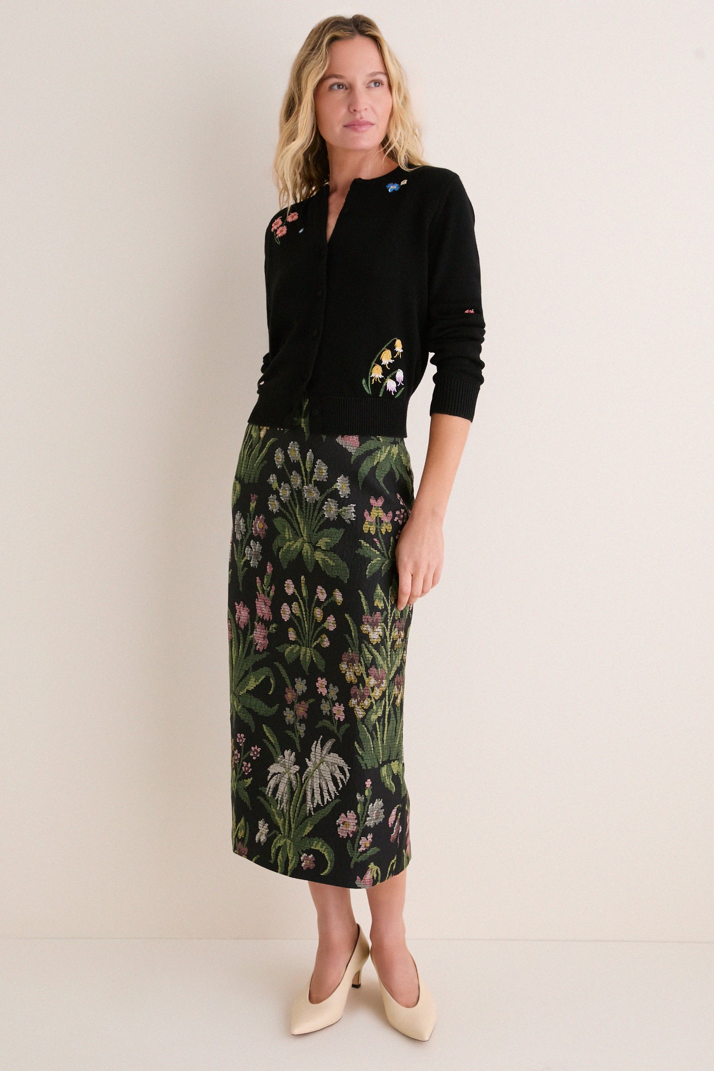 Floral Embroidered Potter Cardigan