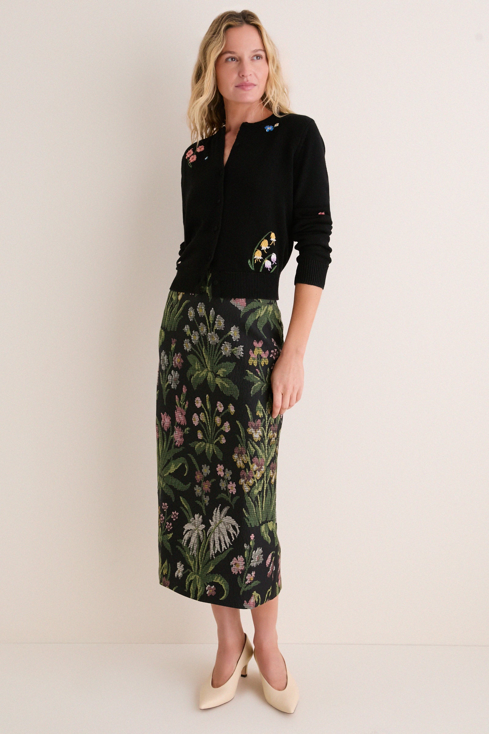 Floral Embroidered Potter Cardigan