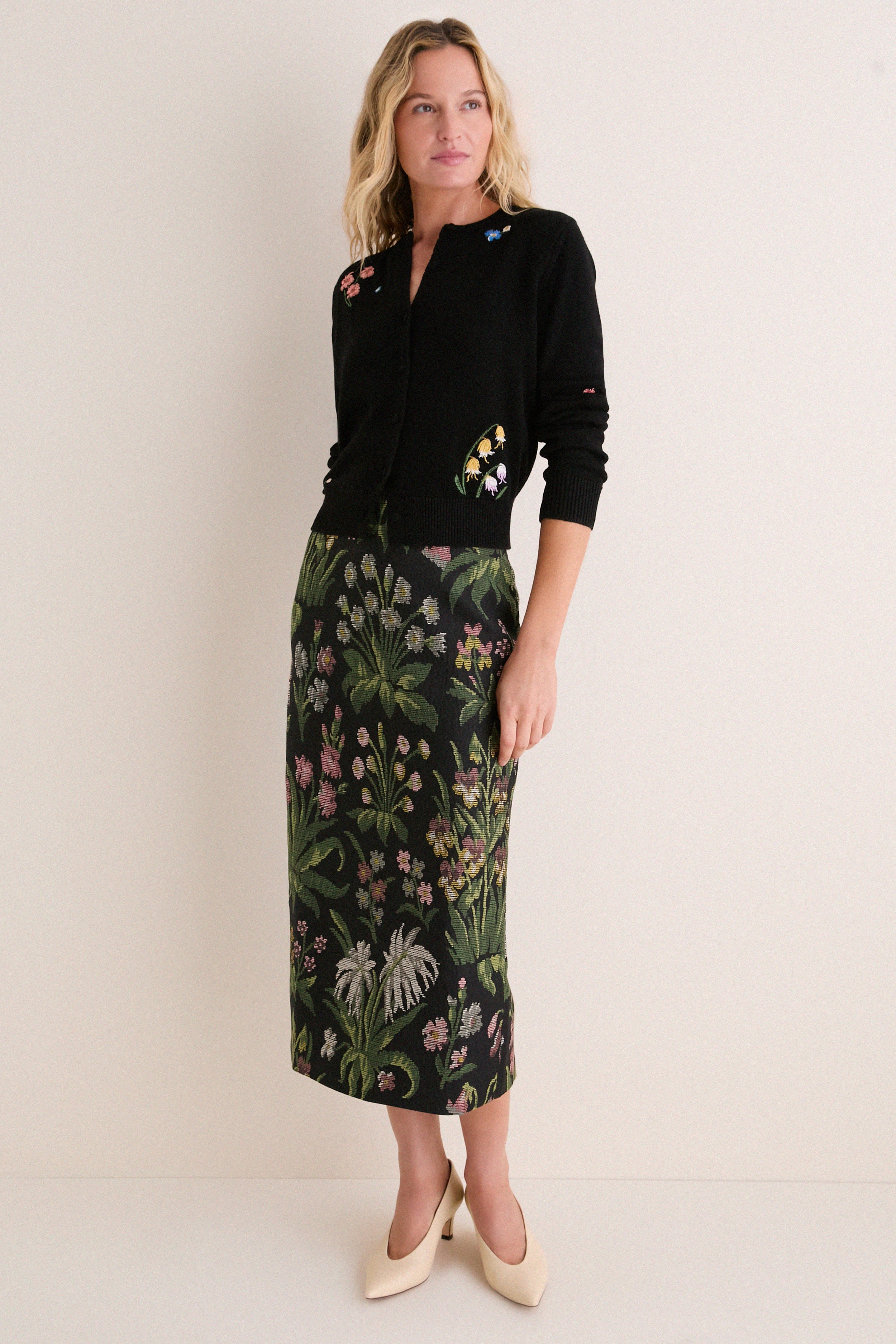 Floral Embroidered Potter Cardigan