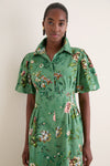 Sage Bouquet Cotton Sateen Delaney Dress