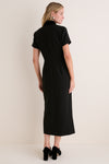 Black Crepe and Velvet Short Sleeve Leighton Dress