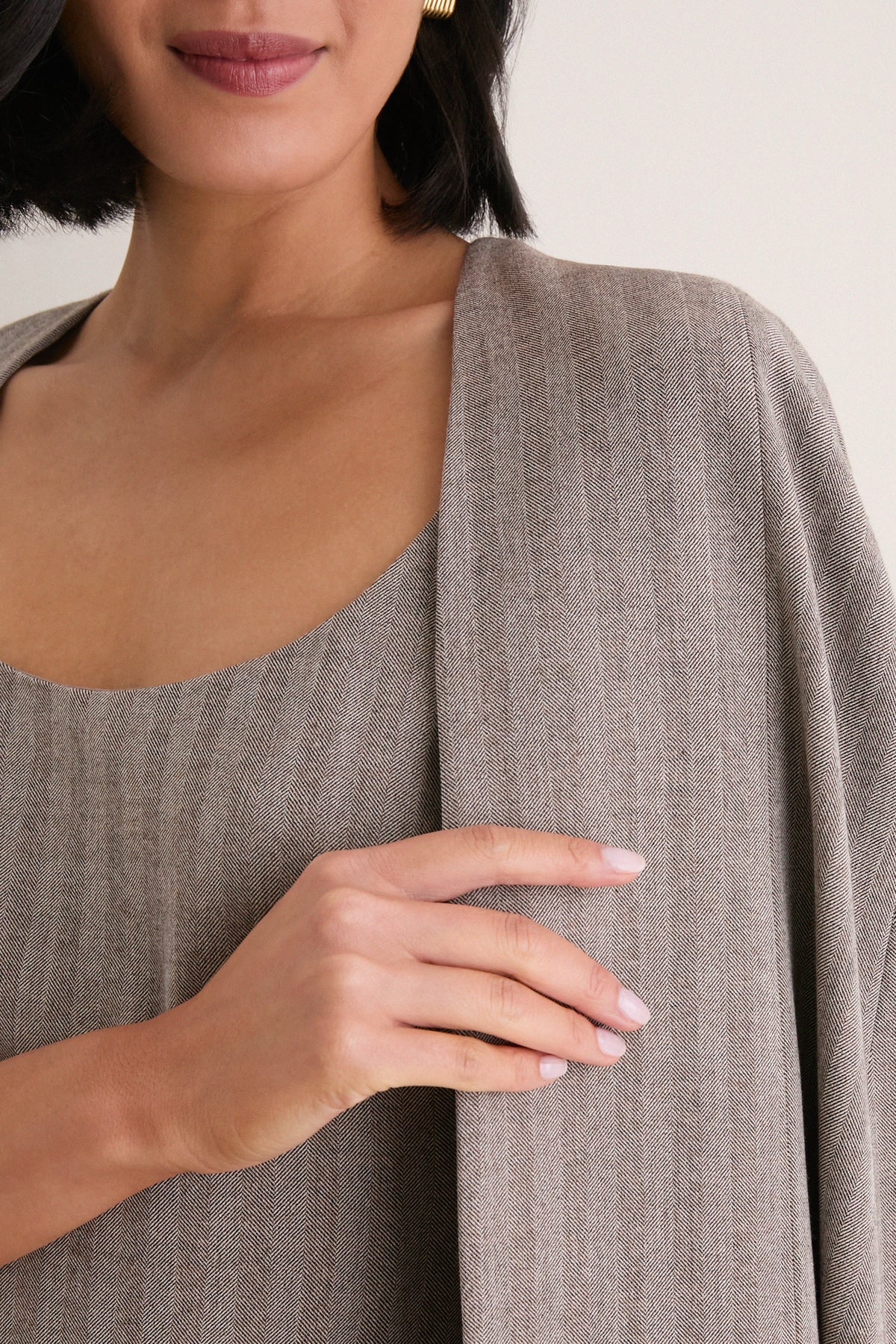 Gray Herringbone Drew Cape
