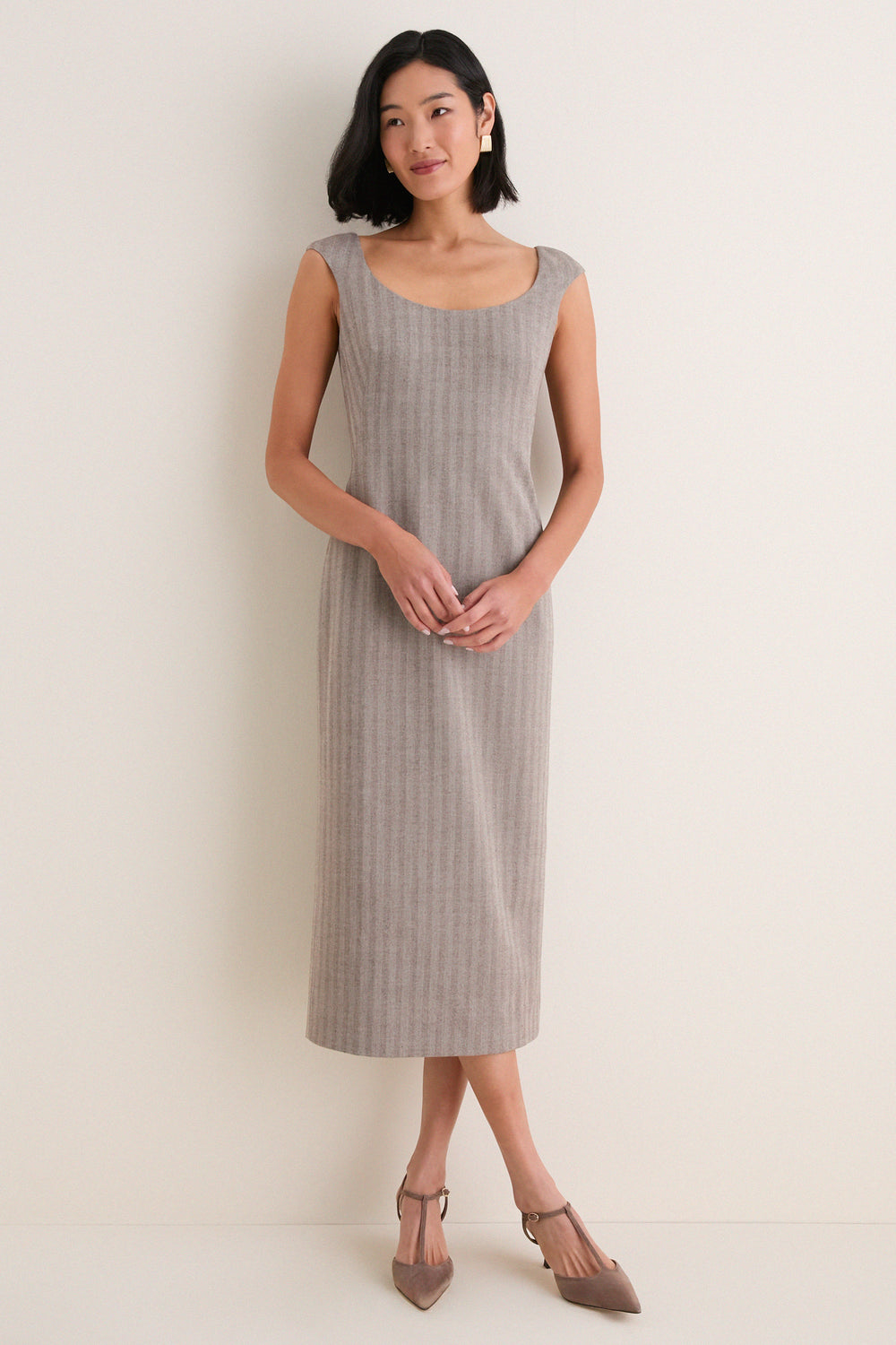 Gray Herringbone Nancy Sheath Dress