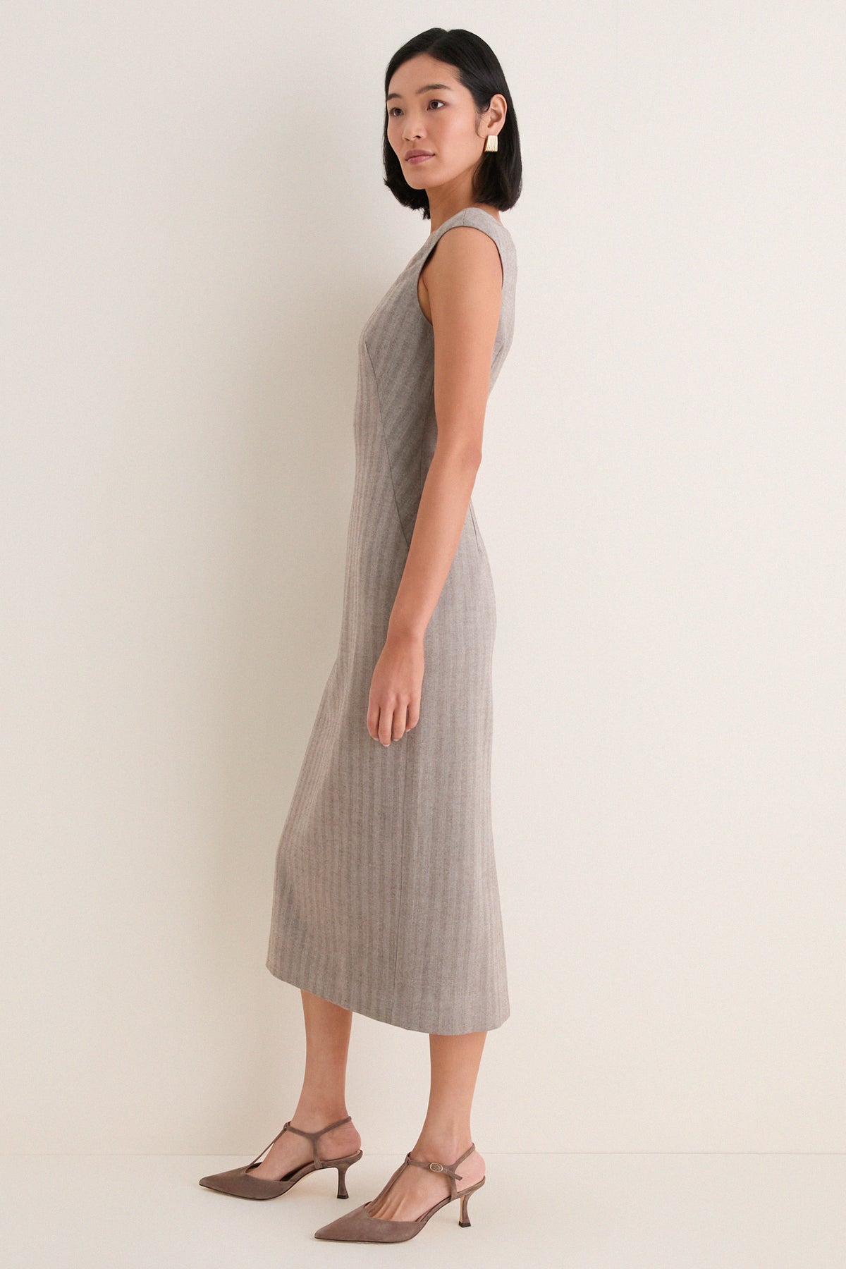 Gray Herringbone Nancy Sheath Dress