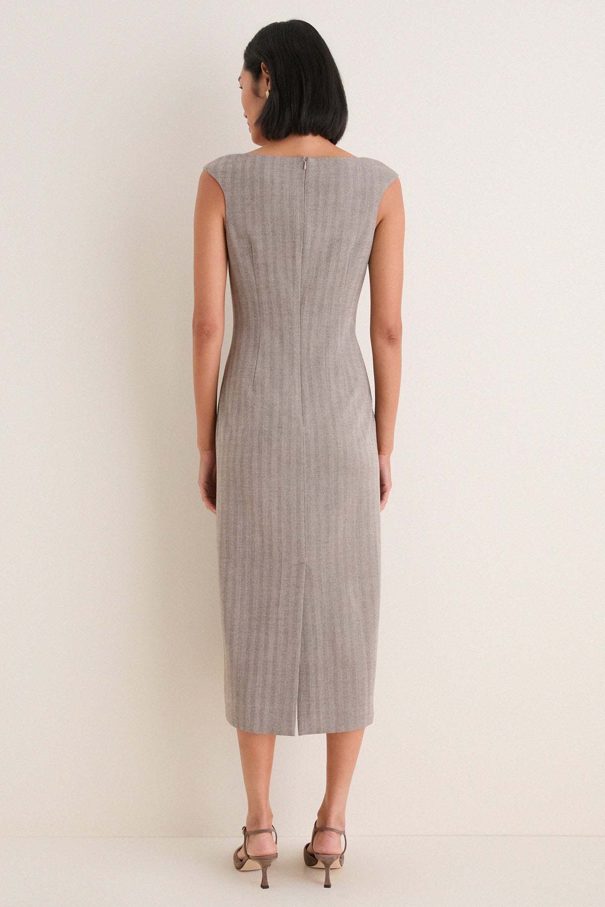 Gray Herringbone Nancy Sheath Dress