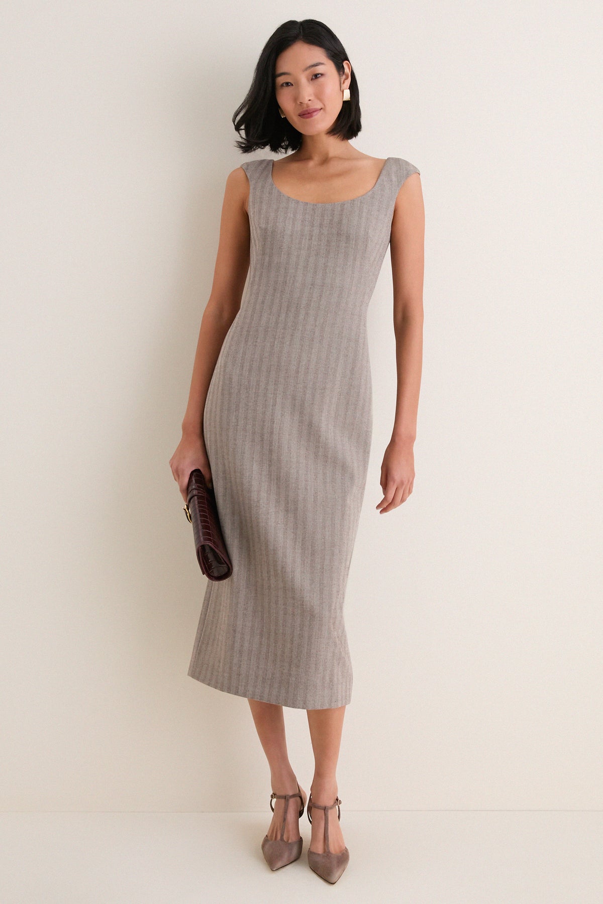 Gray Herringbone Nancy Sheath Dress