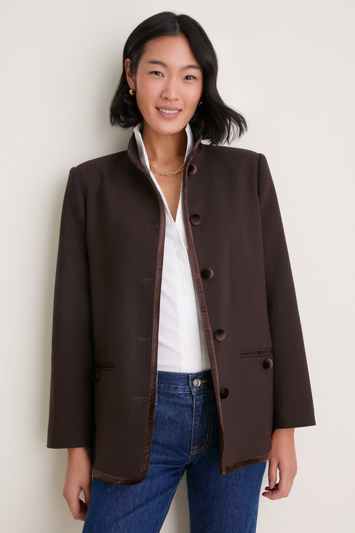 Chocolate Torte Velvet Trim Dalton Jacket