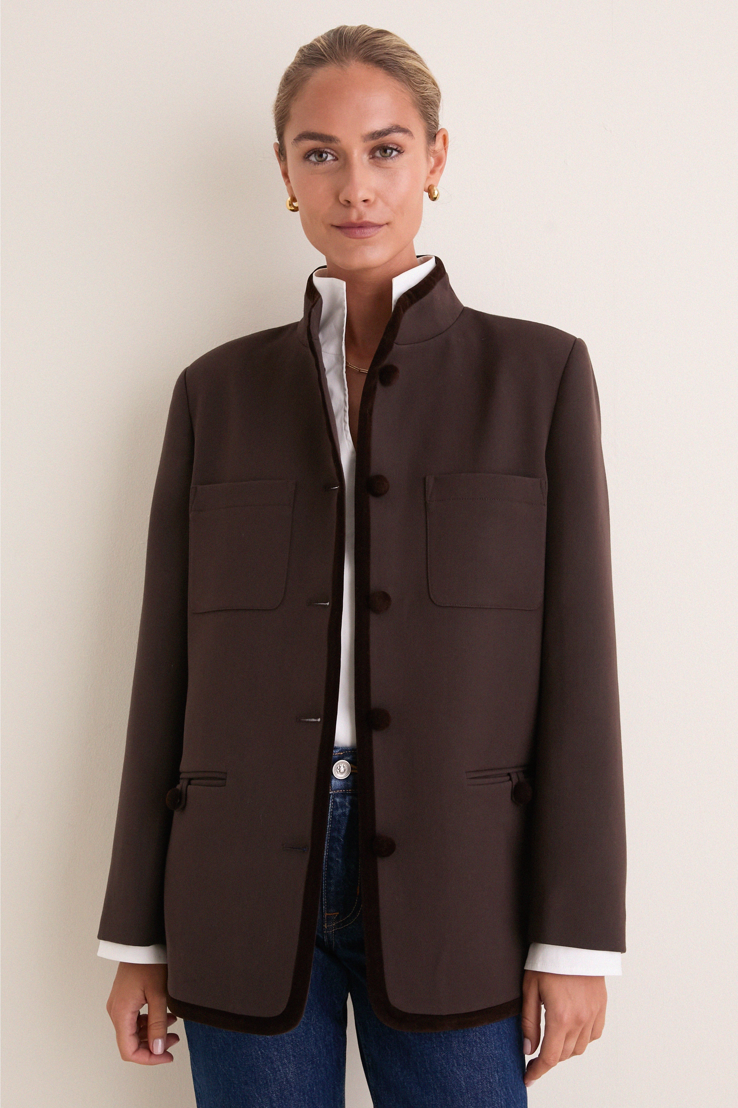 Chocolate Torte Velvet Trim Dalton Jacket | Tuckernuck