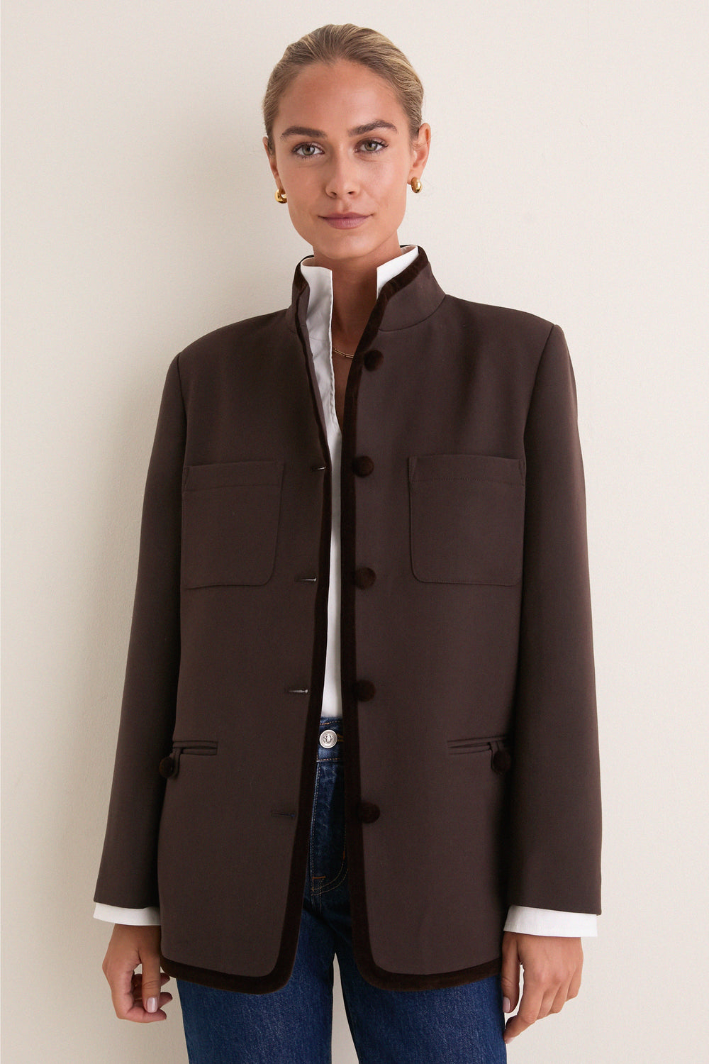 Chocolate Torte Velvet Trim Dalton Jacket