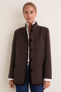 Chocolate Torte Velvet Trim Dalton Jacket