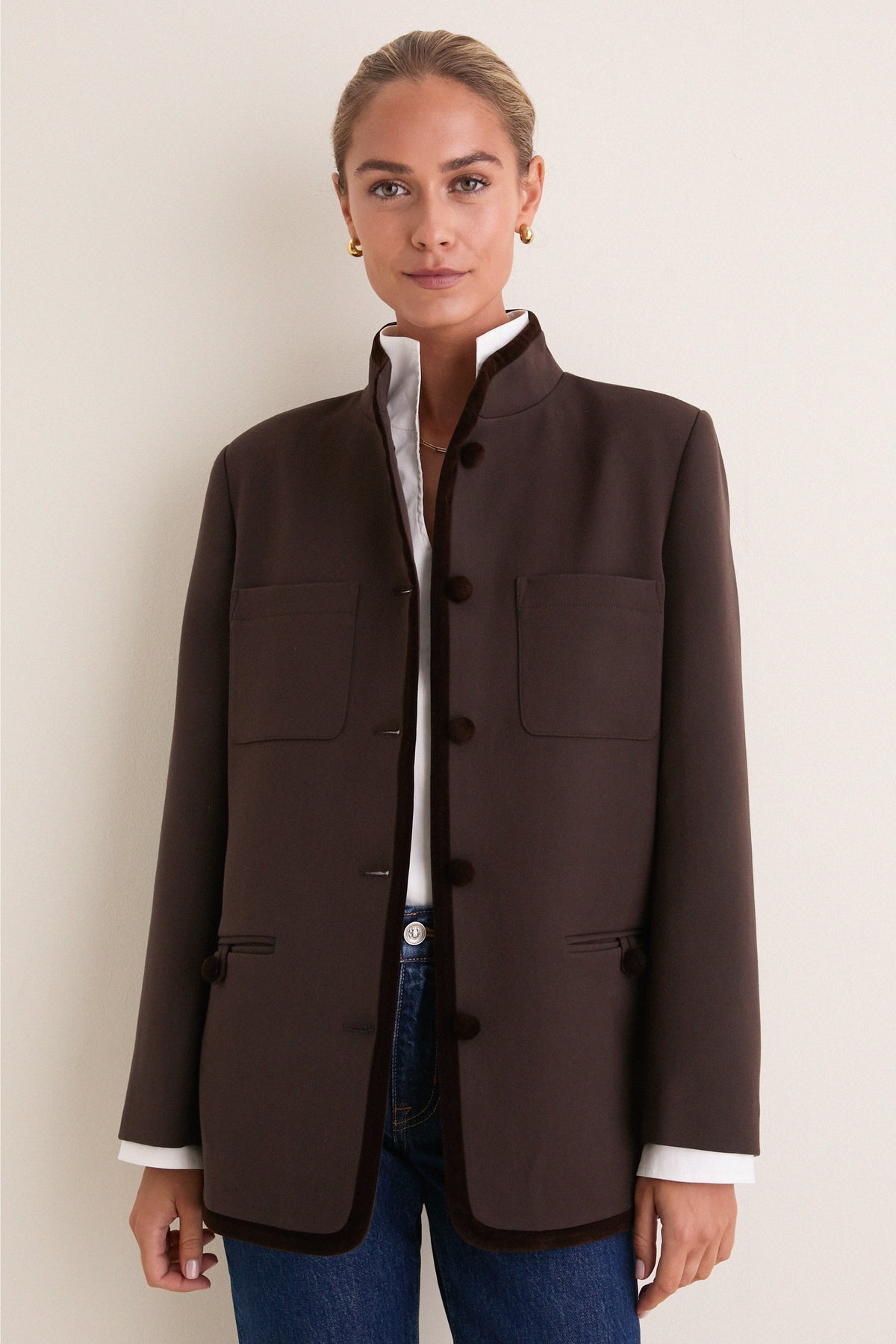 Chocolate Torte Velvet Trim Dalton Jacket