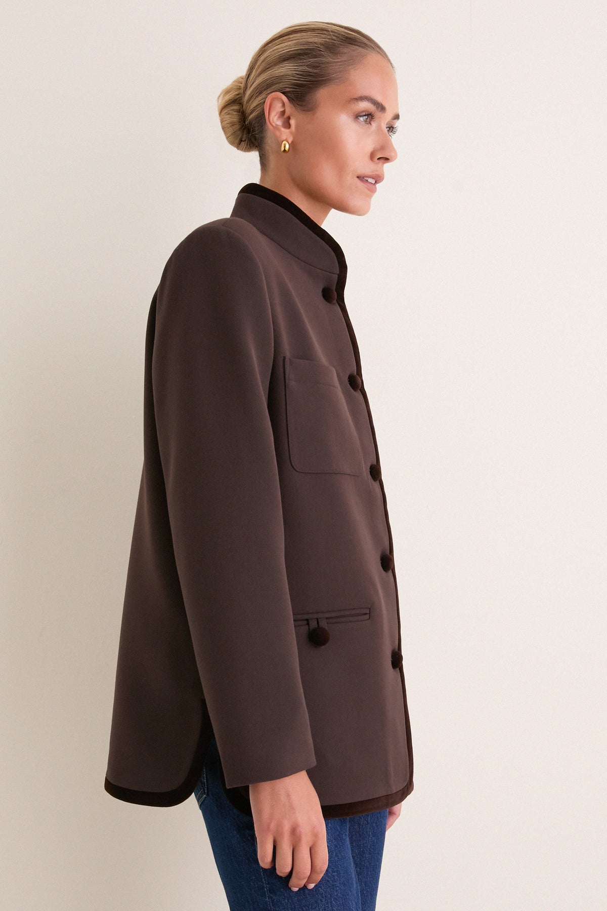 Chocolate Torte Velvet Trim Dalton Jacket