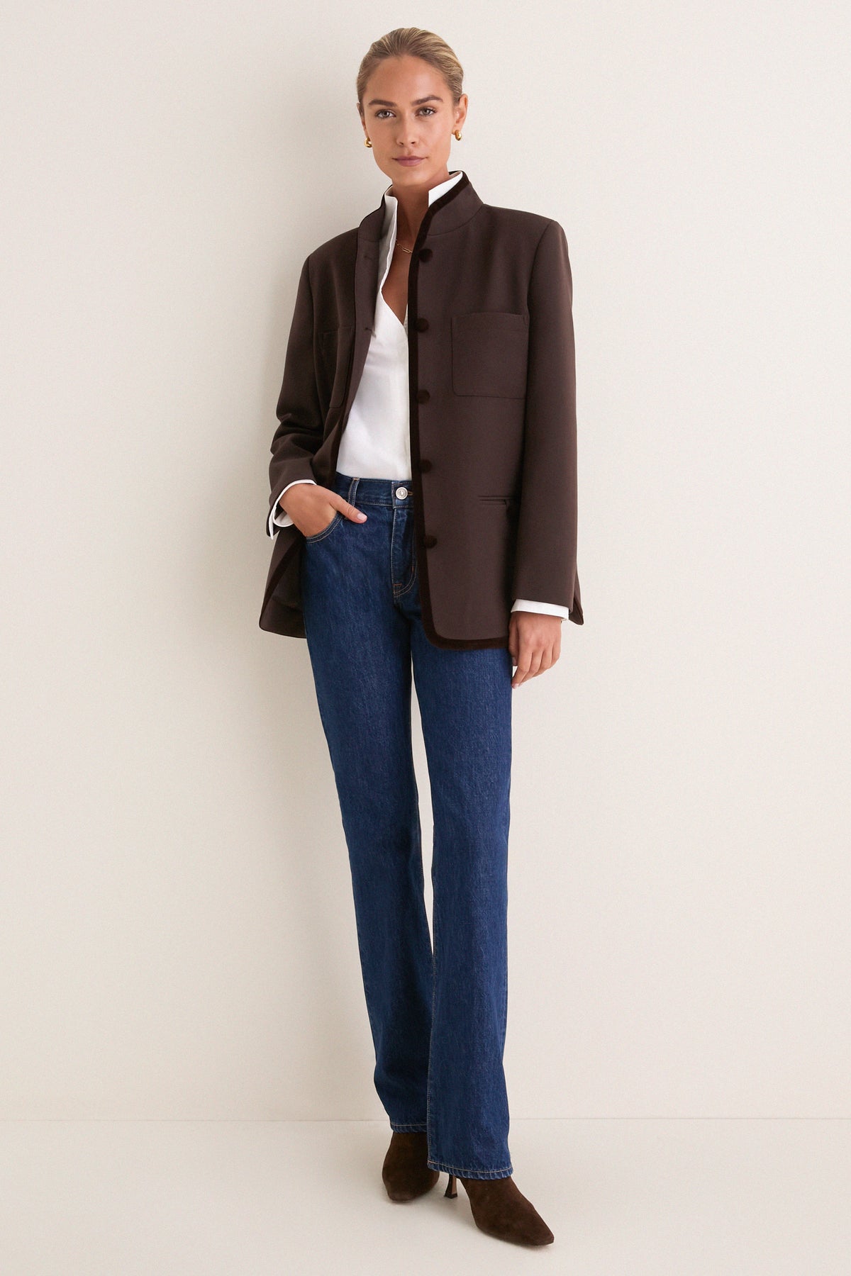 Chocolate Torte Velvet Trim Dalton Jacket