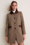 Herringbone Velvet Trim Concord Coat