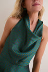Geometric Tie Jacquard Farrow Halter Top