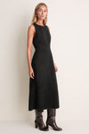 Black Suede Whipstitch Manon Dress