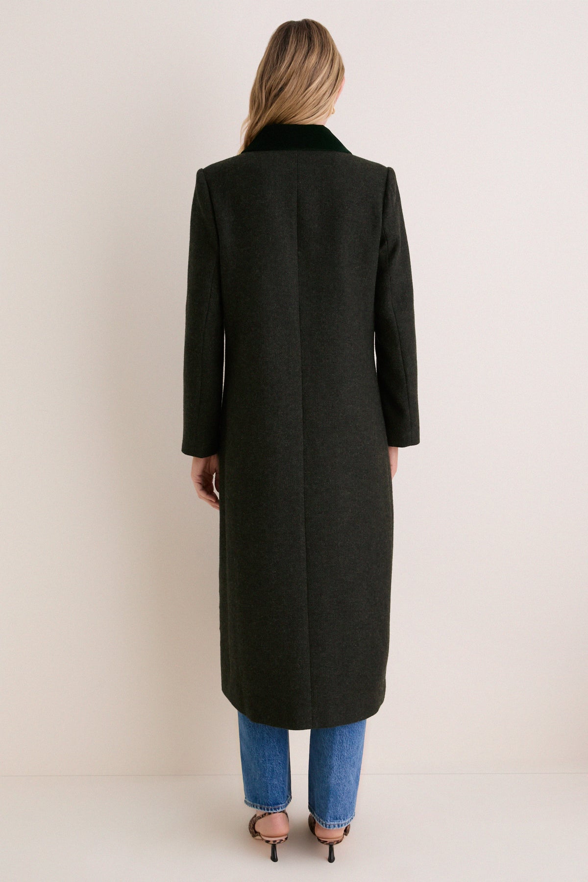 Green Herringbone Winslow Long Coat