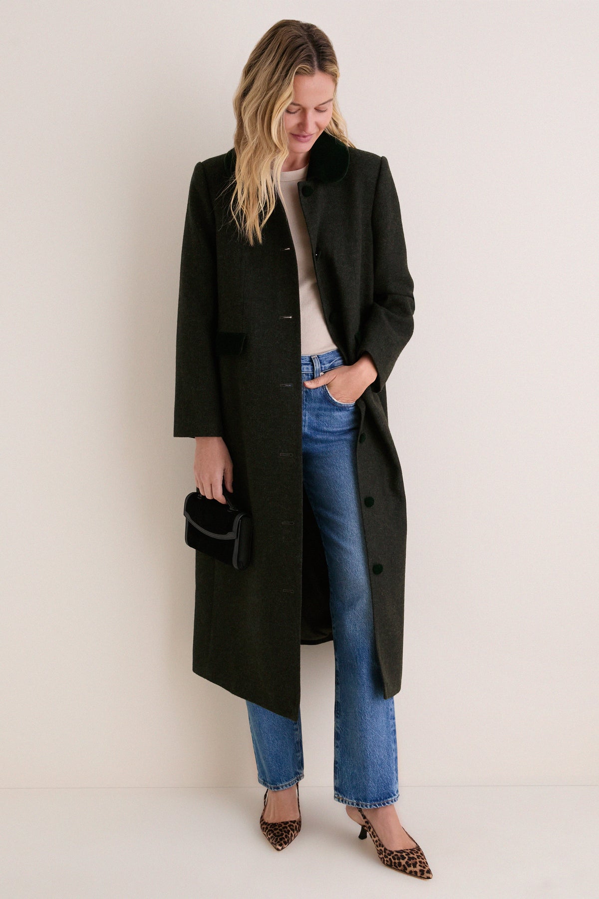 Green Herringbone Winslow Long Coat