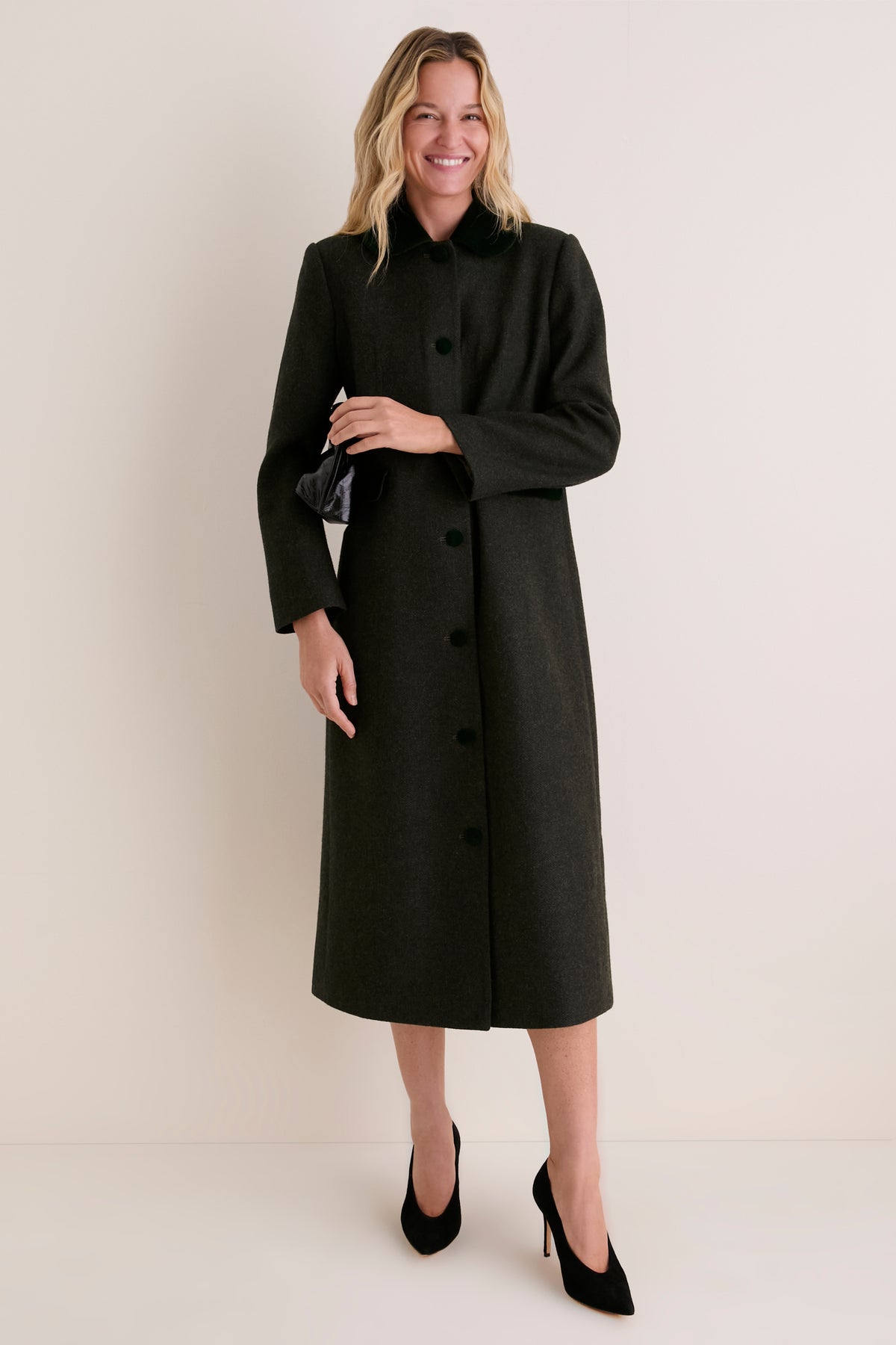 Green Herringbone Winslow Long Coat