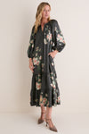 Onyx Rose Hammered Satin Lyles Dress