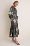 Onyx Rose Hammered Satin Lyles Dress