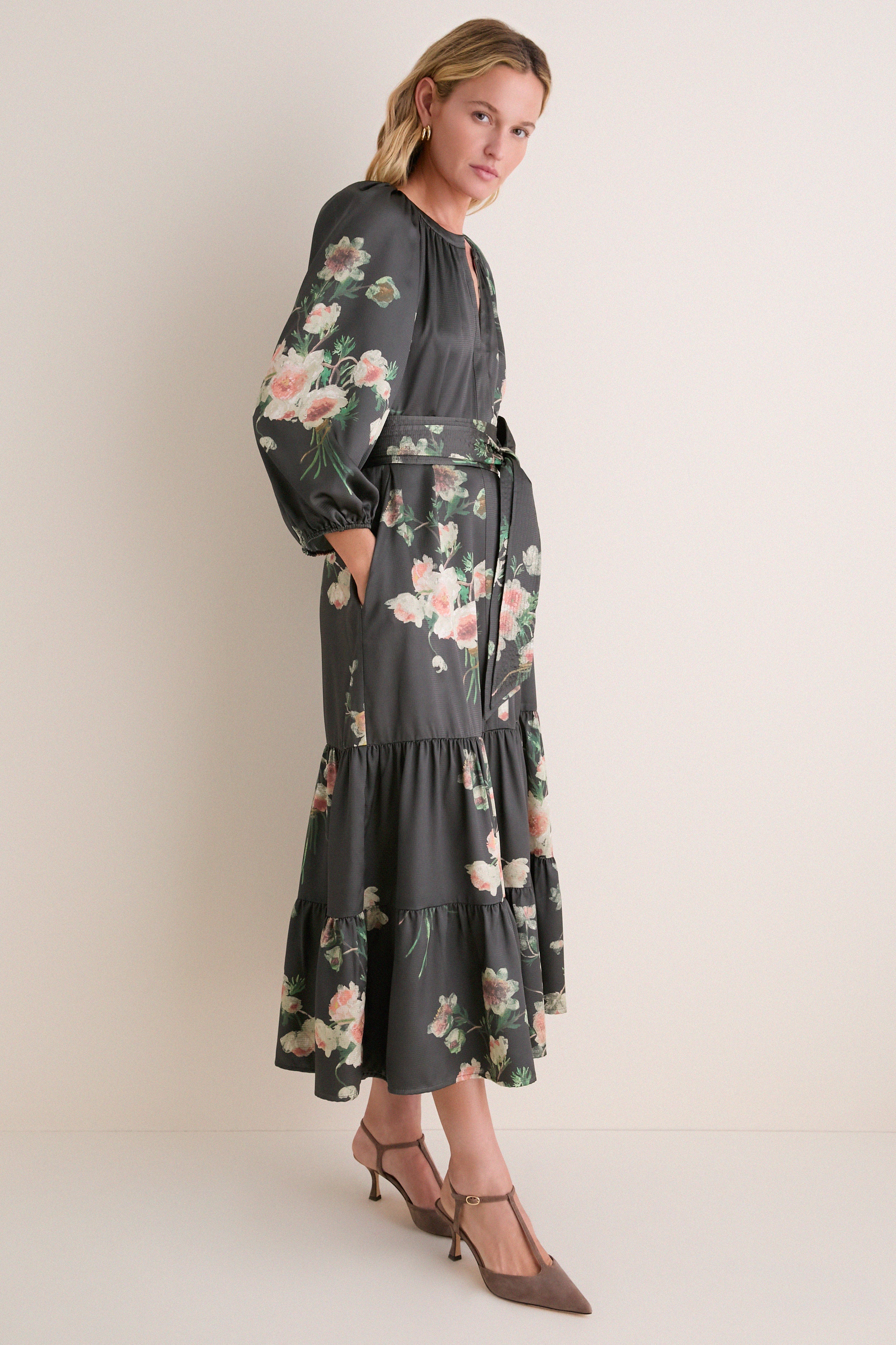 Onyx Rose Hammered Satin Lyles Dress
