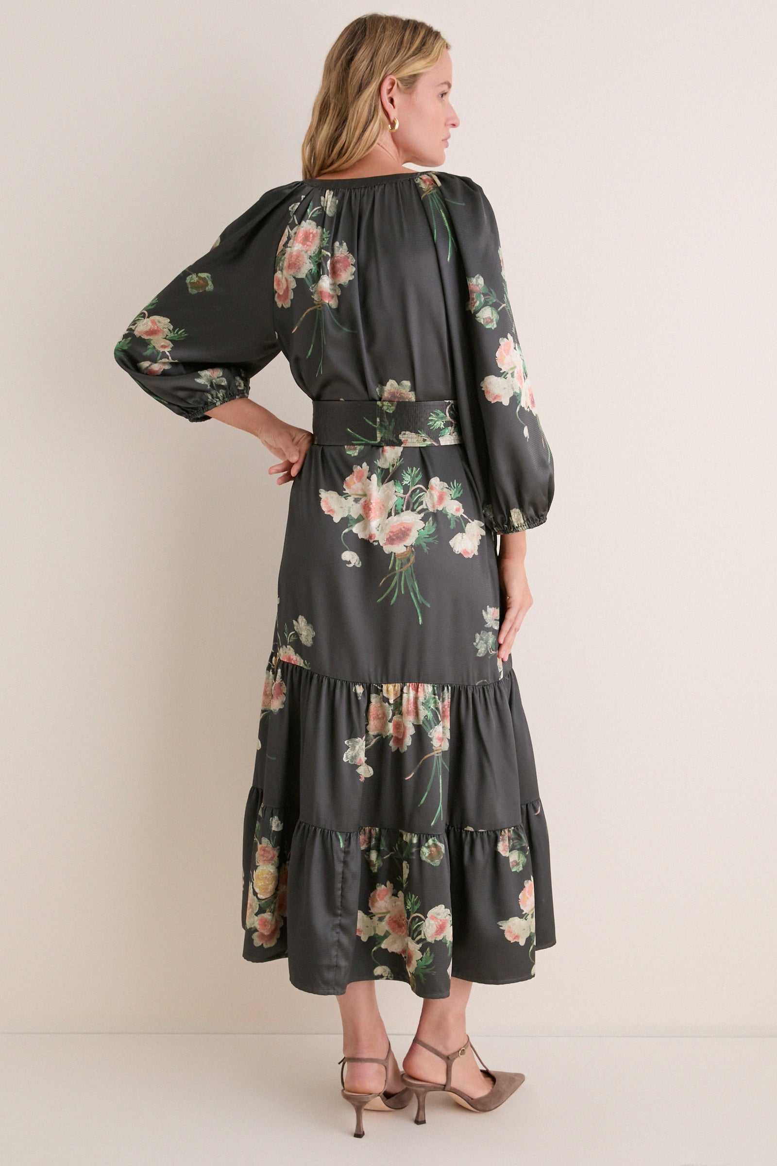 Onyx Rose Hammered Satin Lyles Dress