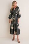 Onyx Rose Hammered Satin Lyles Dress