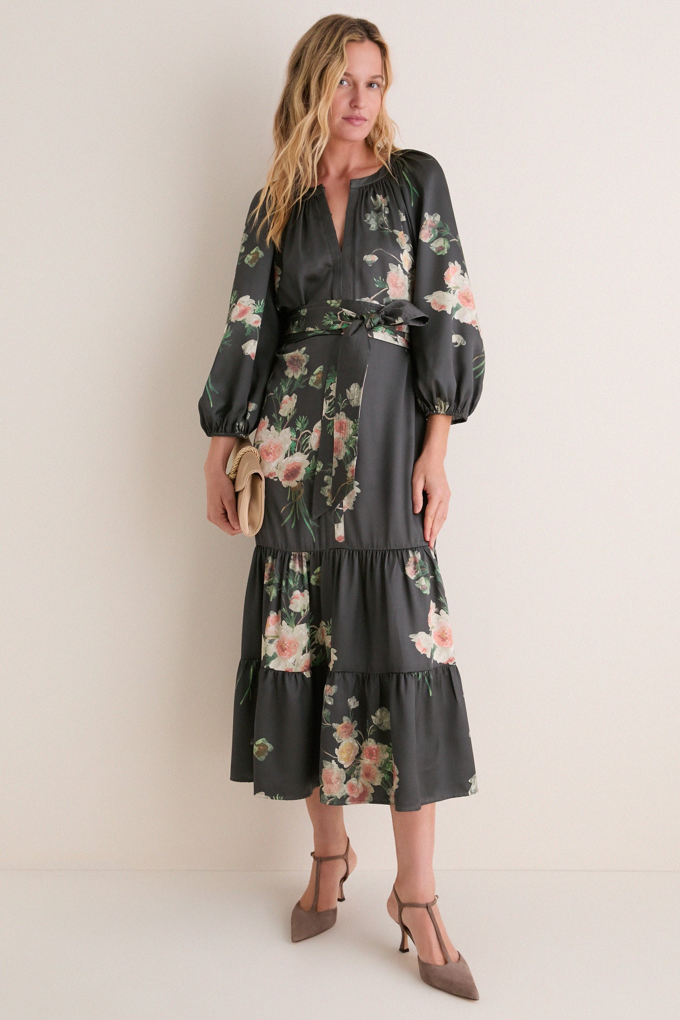 Onyx Rose Hammered Satin Lyles Dress