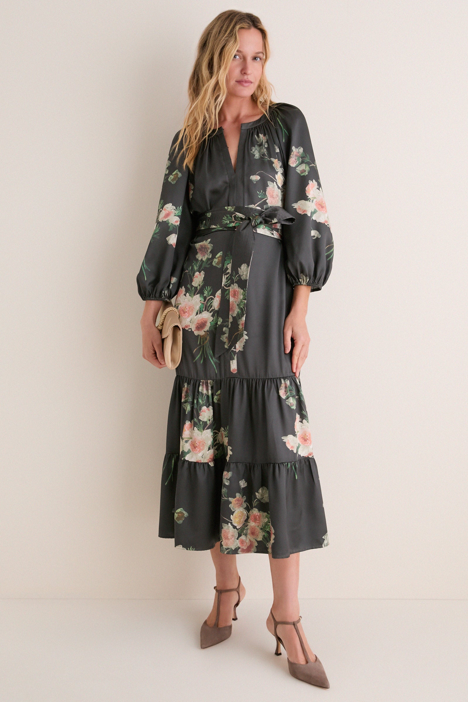 Onyx Rose Hammered Satin Lyles Dress