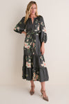 Onyx Rose Hammered Satin Lyles Dress