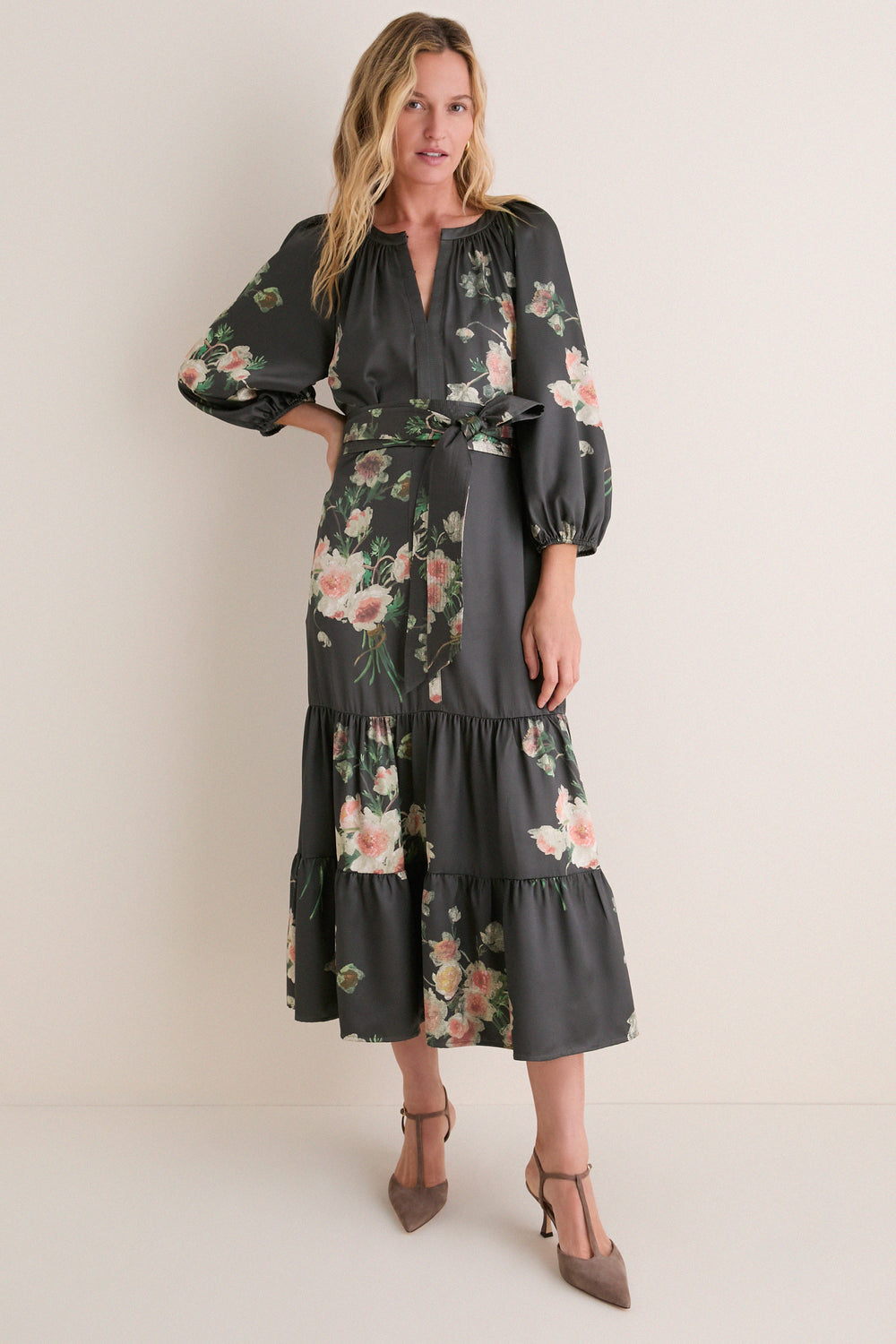 Onyx Rose Hammered Satin Lyles Dress
