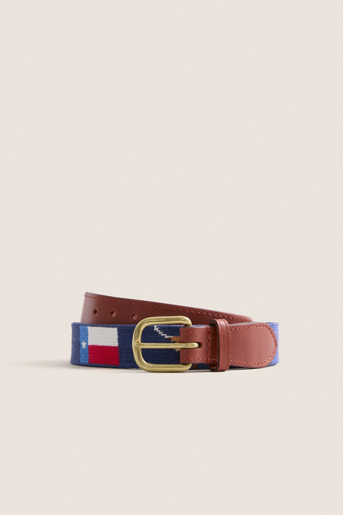 Navy Texas Life Needlepoint Belt