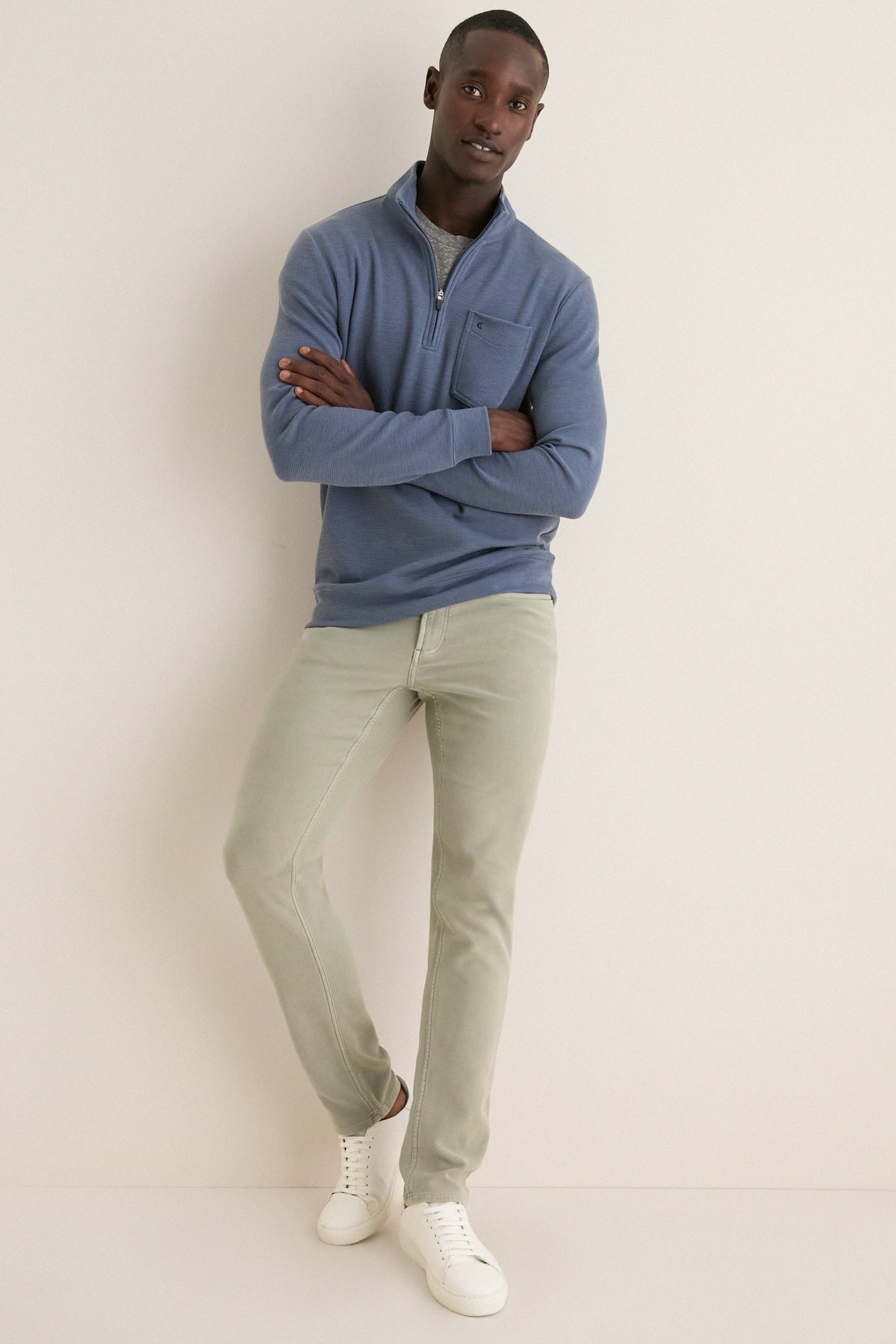 Navy Waffle Stretch Quarter Zip