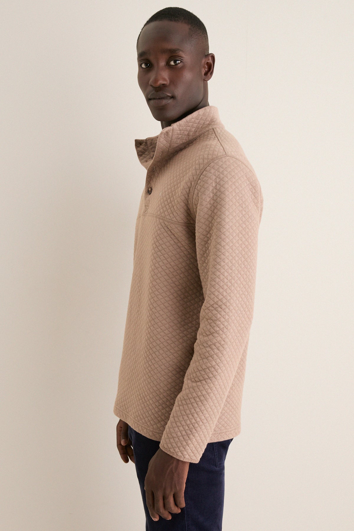 Heather Sand Quilted Pullover