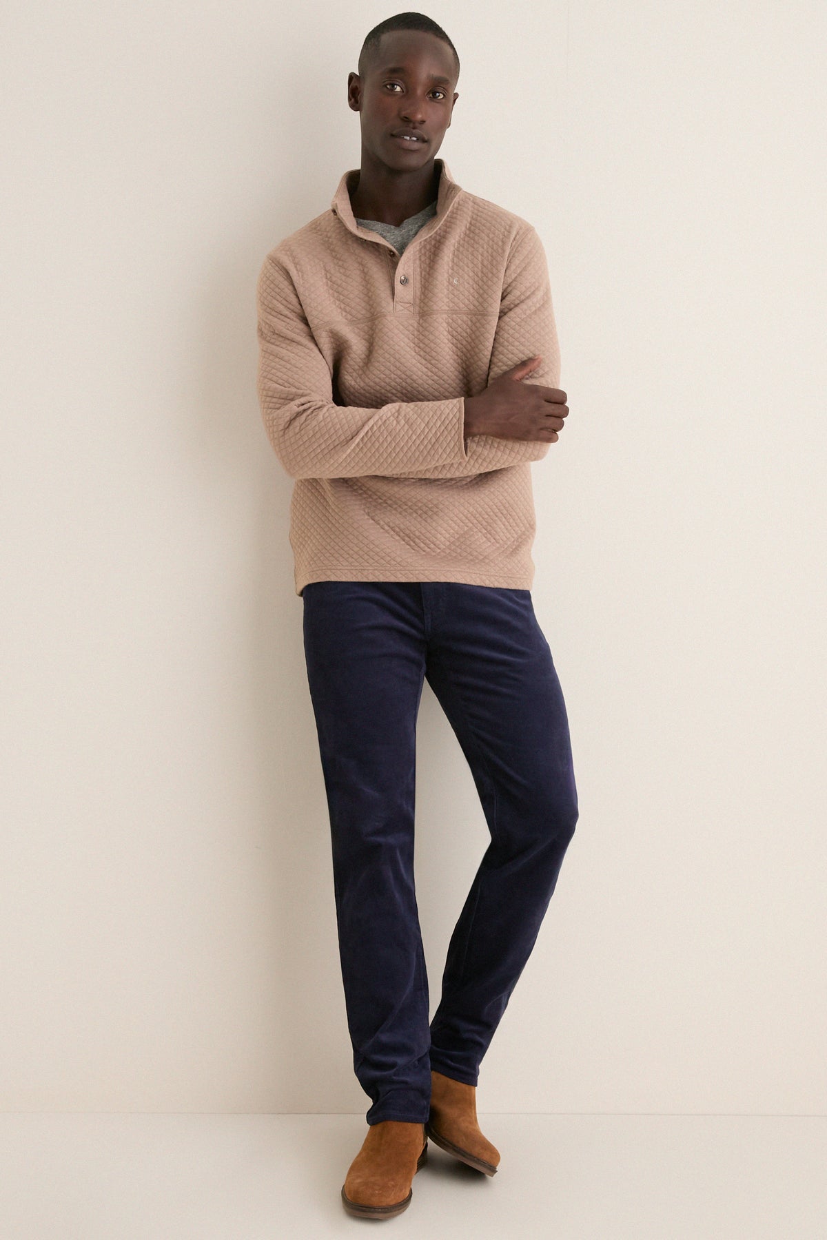 Heather Sand Quilted Pullover