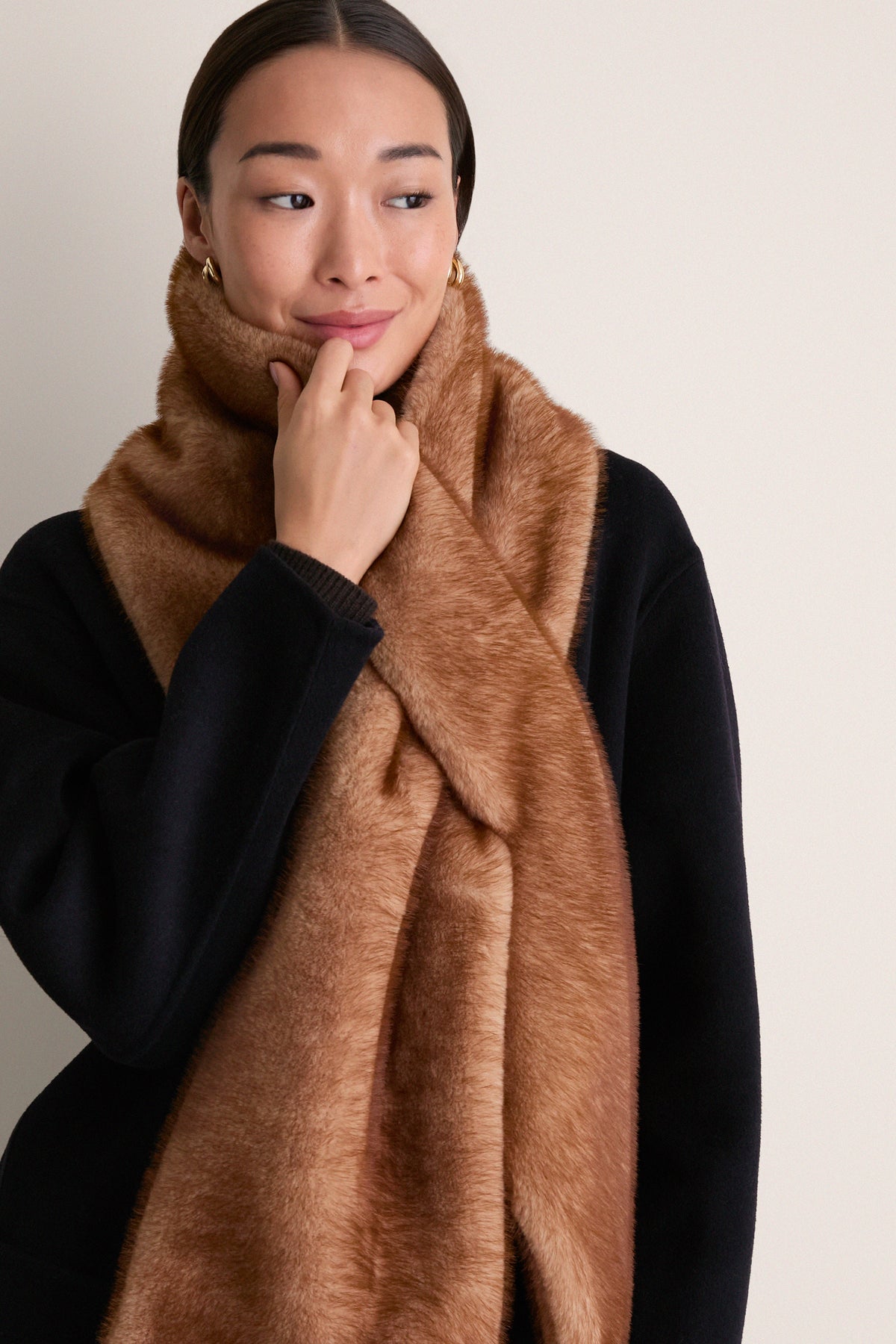 Tan Faux Fur Scarf