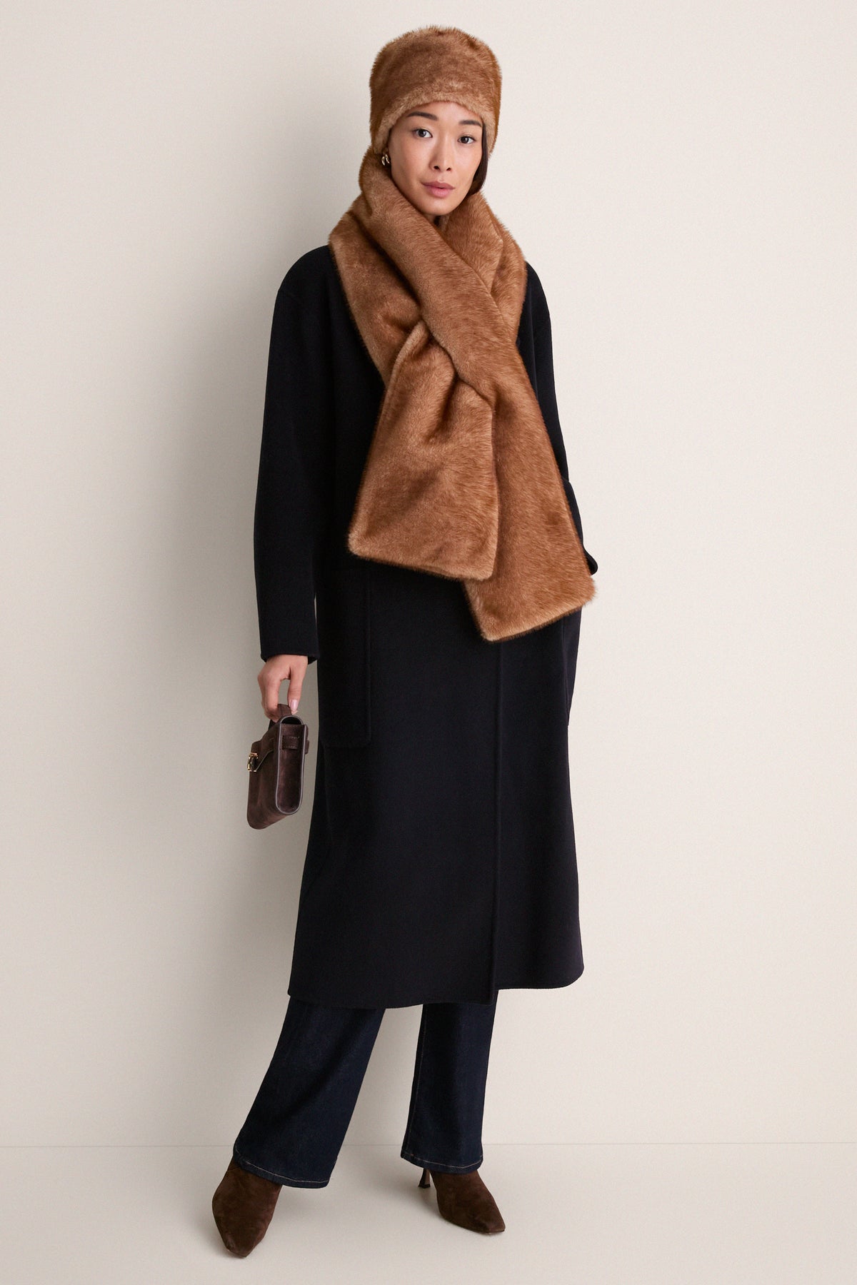 Tan Faux Fur Scarf