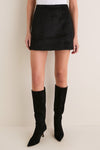 Black Pony Hair Meg A-Line Mini Skirt