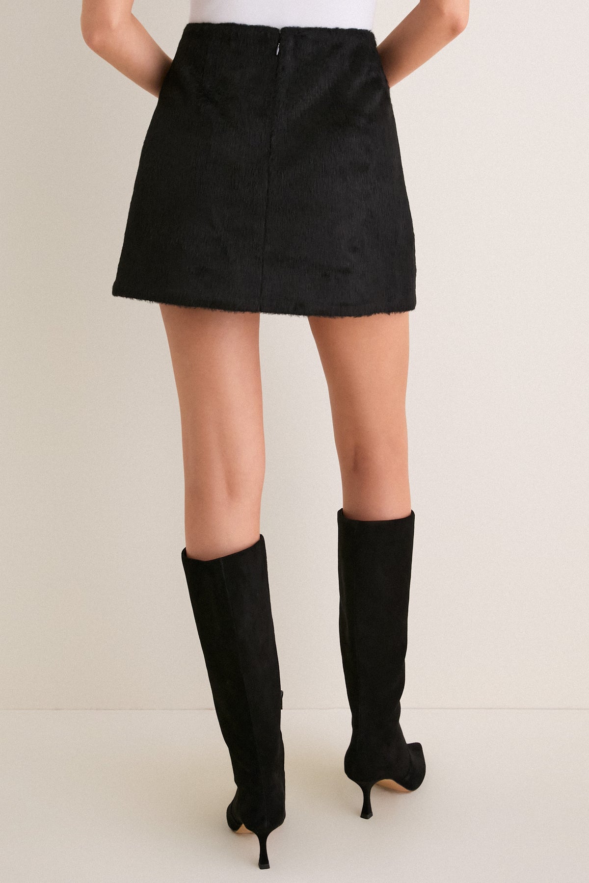 Black Pony Hair Meg A-Line Mini Skirt