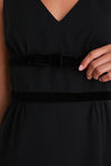 Black Wool Bow Detailed Natalie Dress