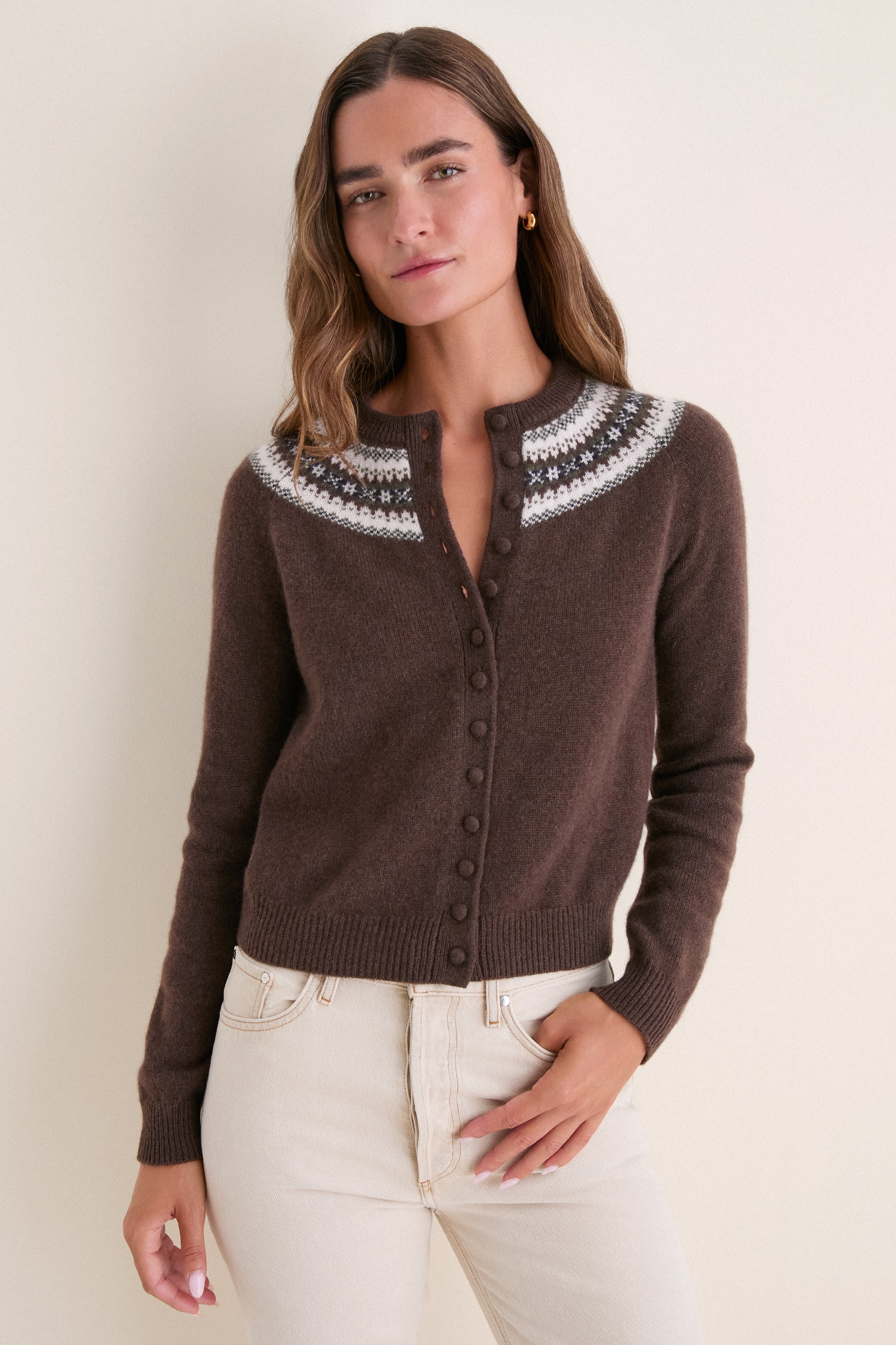 Chocolate Fair Isle Cashmere Moritz Cardigan | Tuckernuck