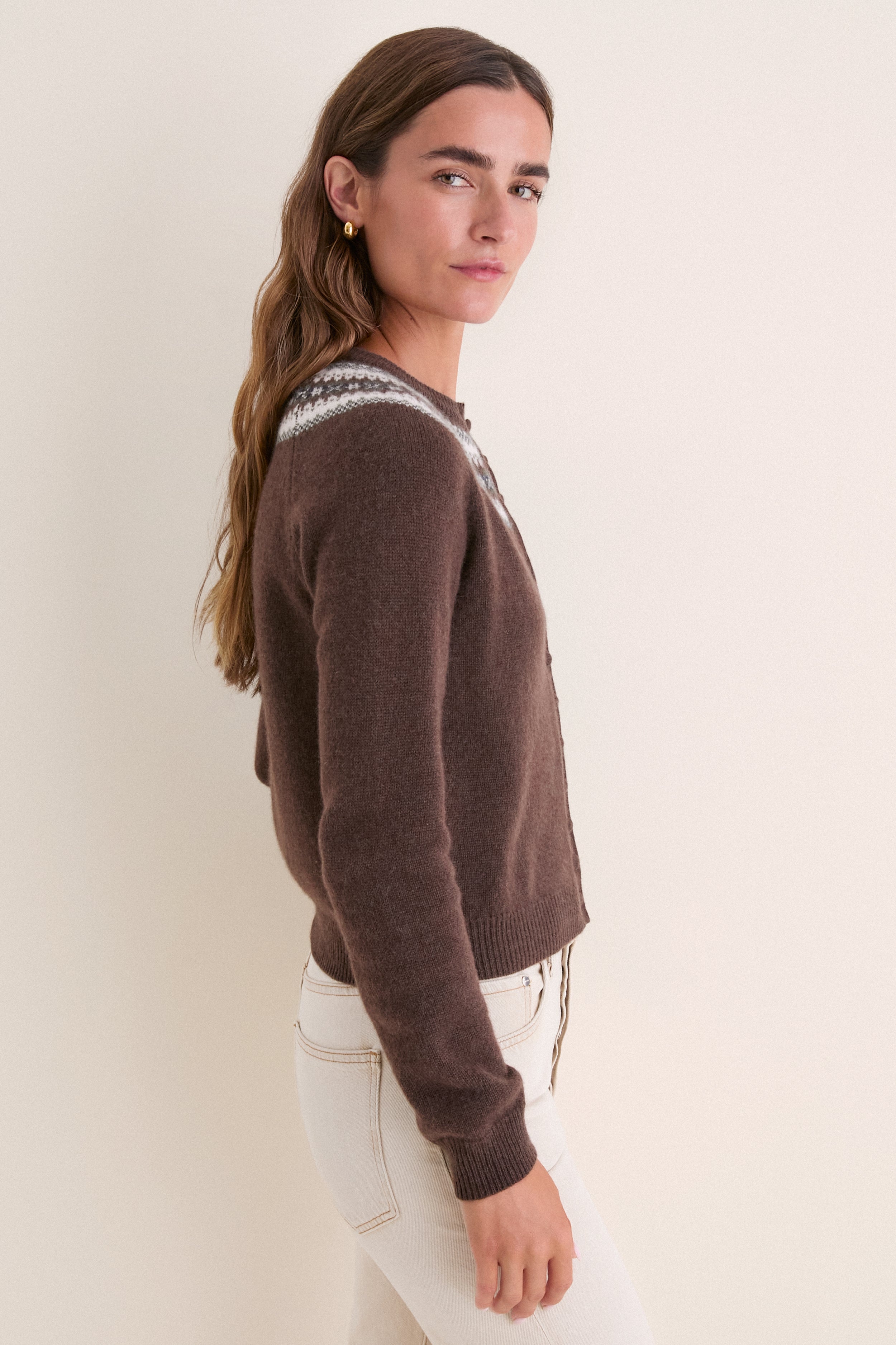 Chocolate Fair Isle Cashmere Moritz Cardigan | Tuckernuck