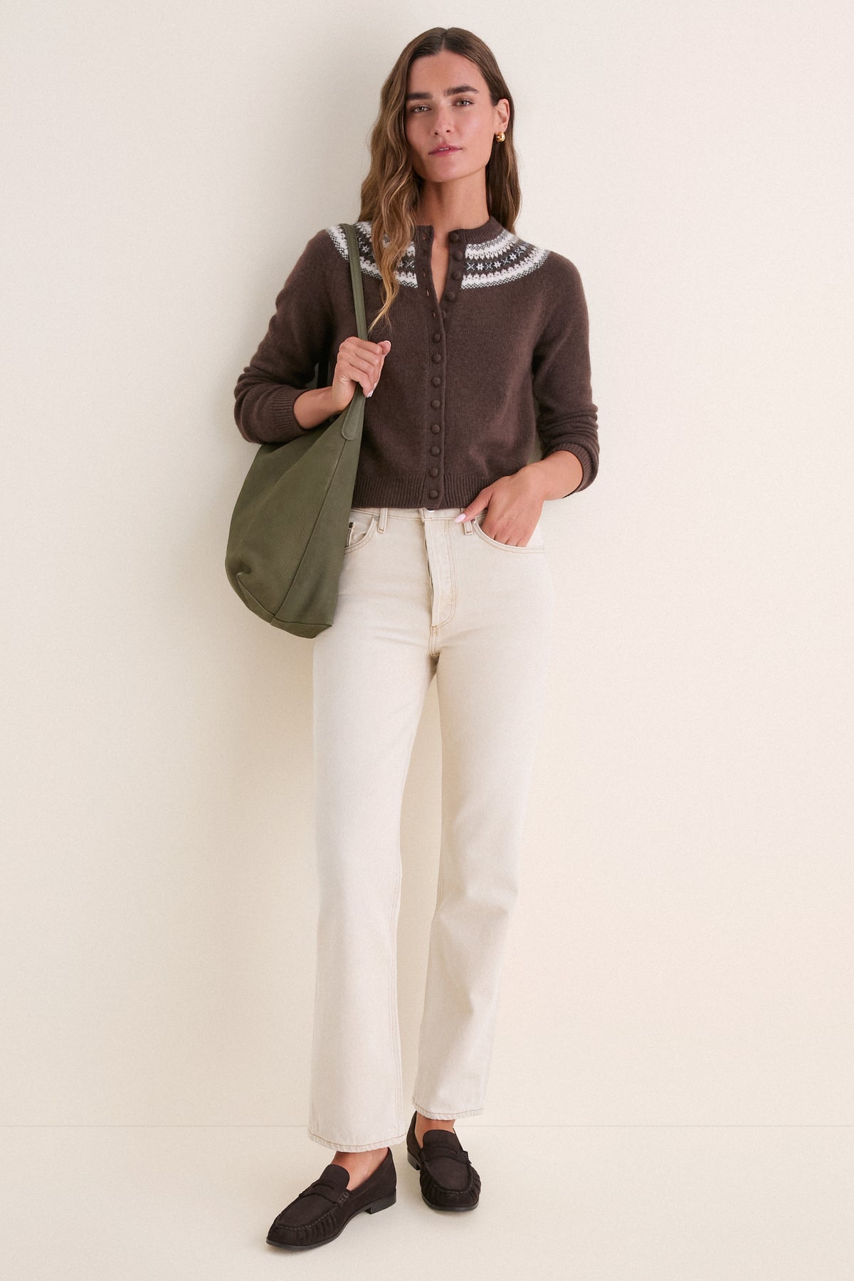 Chocolate Fair Isle Cashmere Moritz Cardigan