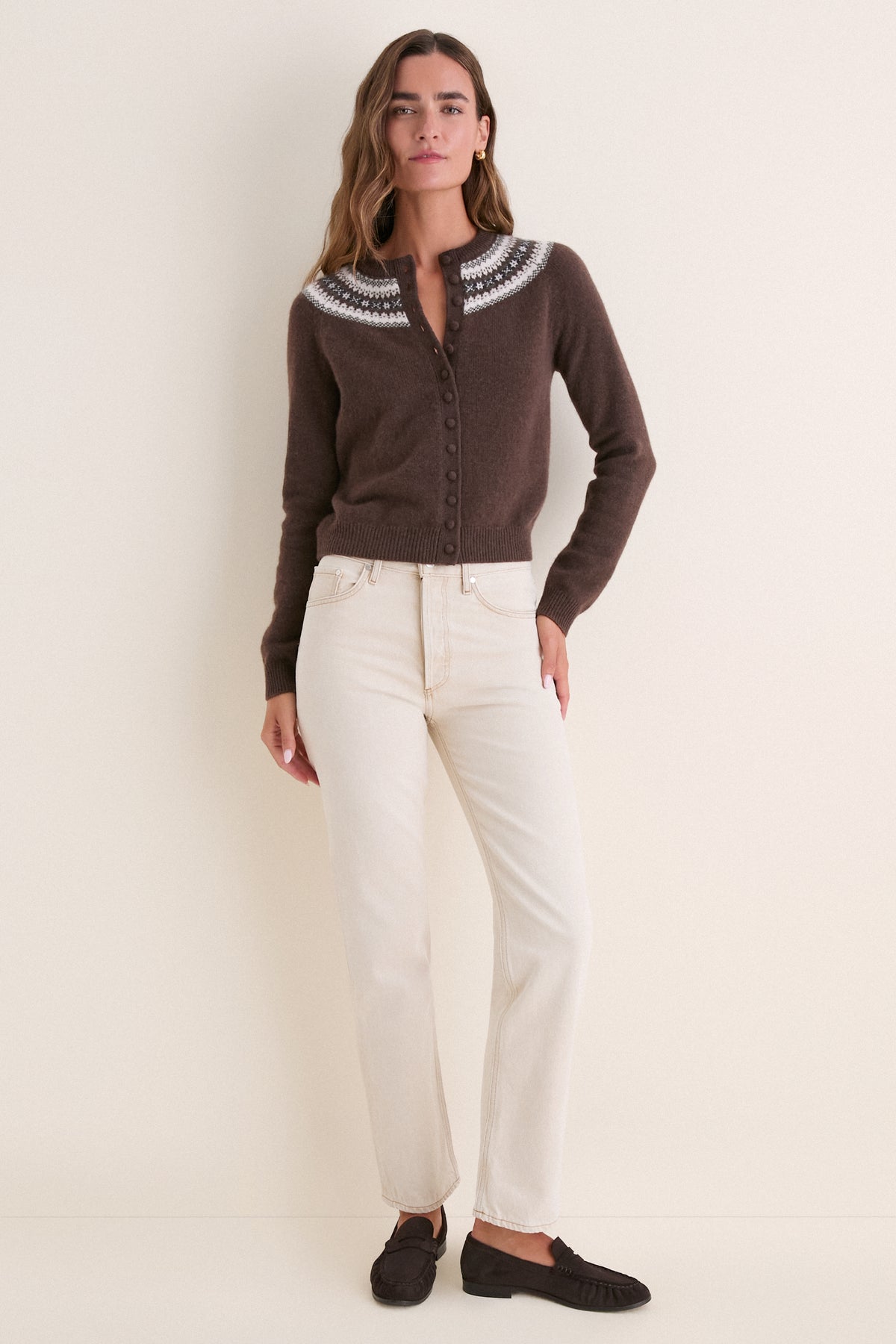 Chocolate Fair Isle Cashmere Moritz Cardigan