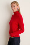 Apple Red Cropped Cable Cashmere Clara Turtleneck