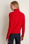 Apple Red Cropped Cable Cashmere Clara Turtleneck