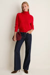 Apple Red Cropped Cable Cashmere Clara Turtleneck